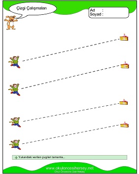 okul öncesi çizgi çalışma sayfaları